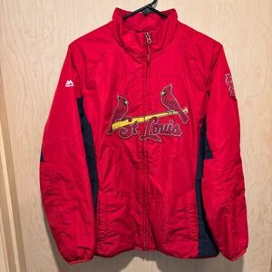 Majestic St Louis Cardinals MLB Windbreaker Jacket Red Navy Mens Large